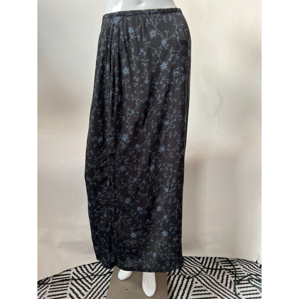 Old Navy Womens Black & Blue Floral Rayon Maxi Skirt Size 4